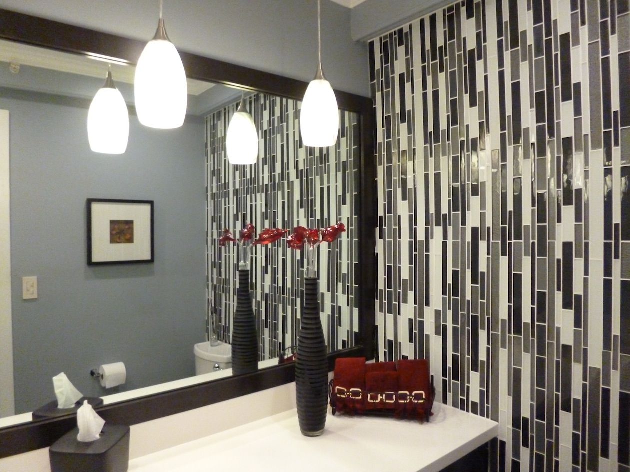 Powder Room Design & Color – Grey & Tile (SF Peninsula, CA)